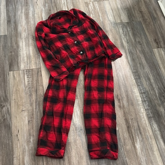 MADEWELL Buffalo check red and black long sleeve flannel PJ set XS - Picture 7 of 13